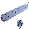 4 Way Extension Lead with 3 Pin UK Plug -  2 Metres Surge Protected