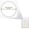 A4 Glossy White Circular Self Adhesive Labels 12 Labels Per Page (100)