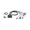 Aten 2-port USB Cable KVM Switch with Remote Port Selector Black (CS22U)