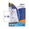 Avery Indexmaker Divider 10 Part A4 Unpunched 190gsm Card White with White Mylar