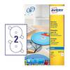 Avery Inkjet Full Face CD/DVD Label 117mm Diameter 2 Per A4 Sheet Matt White (Pa