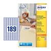 Avery Multipurpose Mini Removable Label 25.4x10mm 189 Per A4 Sheet White (Pack 4