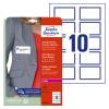Avery White 80 x 50 mm Self Adhesive Laser Name Badge Labels - 10 Per Page - 20