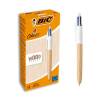 Bic 4 Colours Multicolour Wood Effect Barrel Ballpoint Pen - 12 Pack