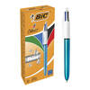 12 Pack of BIC Shine 4 Colour Ballpoint Pens 1mm Tip 0.32mm Line - Blue (949896)