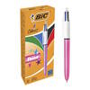 12 Pack of BIC Shine 4 Colour Ballpoint Pens 1mm Tip 0.32mm - Pink (951352)