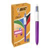 12 Pack of BIC Shine 4 Colour Ballpoint Pens 1mm Tip 0.32mm Line - Purple (95135