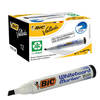 Bic Velleda 1751 Black Drywipe Whiteboard Markers with Chisel Tip - Pack of 12 (