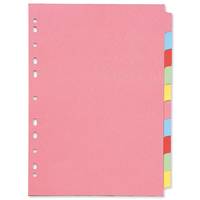 A4 Dividers With 10 Coloured Index Tabs
