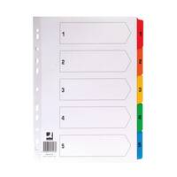 Q-Connect 1-5 Index Divider Multi-Coloured Tabs A4 White KF01518