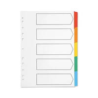 Q-Connect 5-Part Index Blank Tabs -  Multi-Coloured A4 (KF01525)