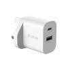 Devia - 20W Dual USB-C Power Delivery & USB Qualcomm 3-Pin UK Charging Plug - Wh