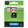 Dymo D1 Red on White 9mm x 7m Label Cartridge
