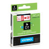 Dymo D1 Red on Clear 12mm x 7m Label Cartridge