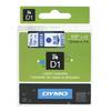 Dymo D1 Blue on White 12mm x 7m Label Cartridge