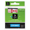 Dymo D1 Red on White 12mm x 7m Label Cartridge
