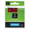 Dymo D1 Black on Red 12mm x 7m Label Cartridge