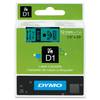Dymo D1 Black on Green 12mm x 7m Label Cartridge