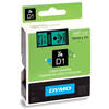 Dymo D1 Black on Green 19mm x 7m Label Cartridge