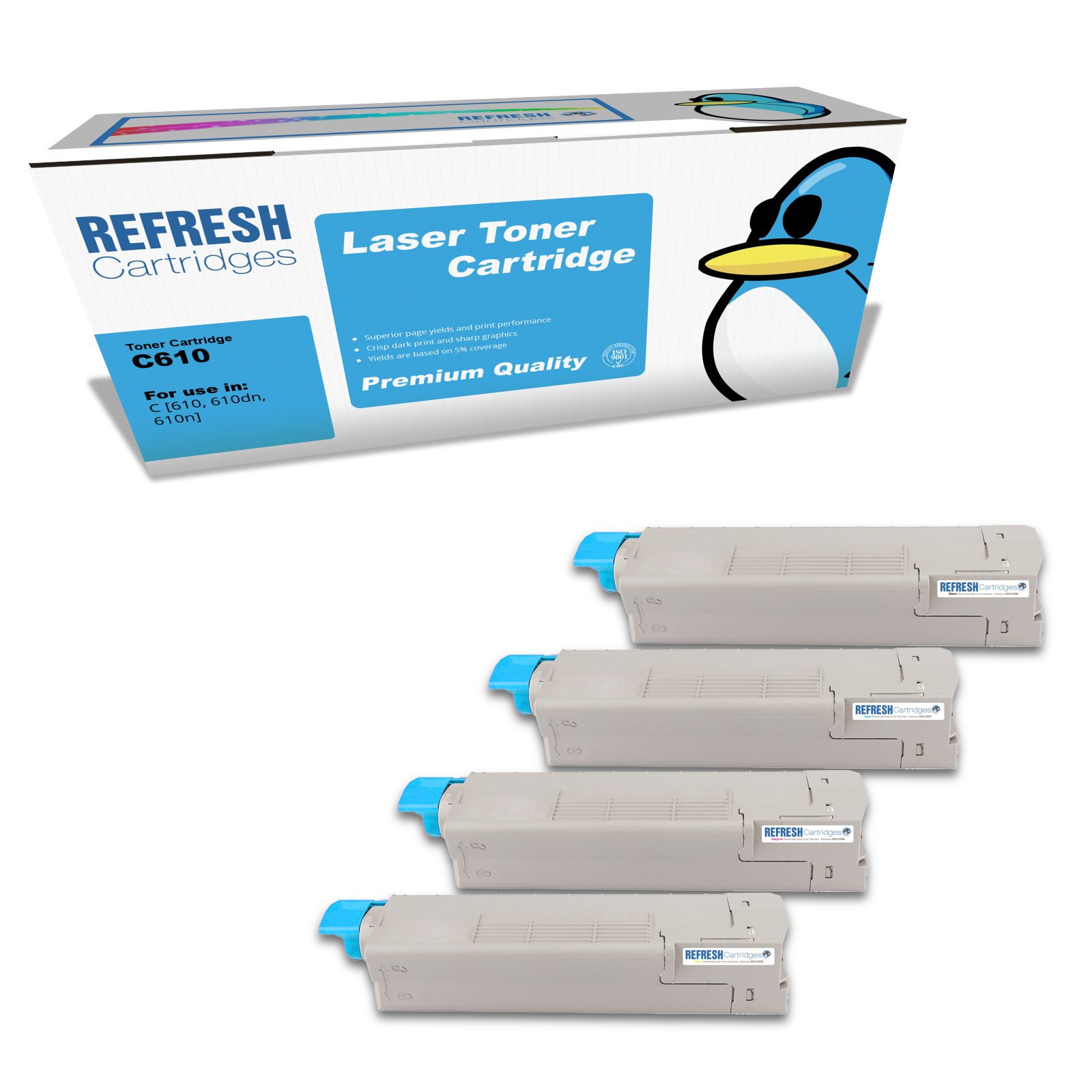 Remanufactured Everyday Valuepack of 44315308/44315307/44315306/44315305 Replacement Toner Cartridges for Oki Printers