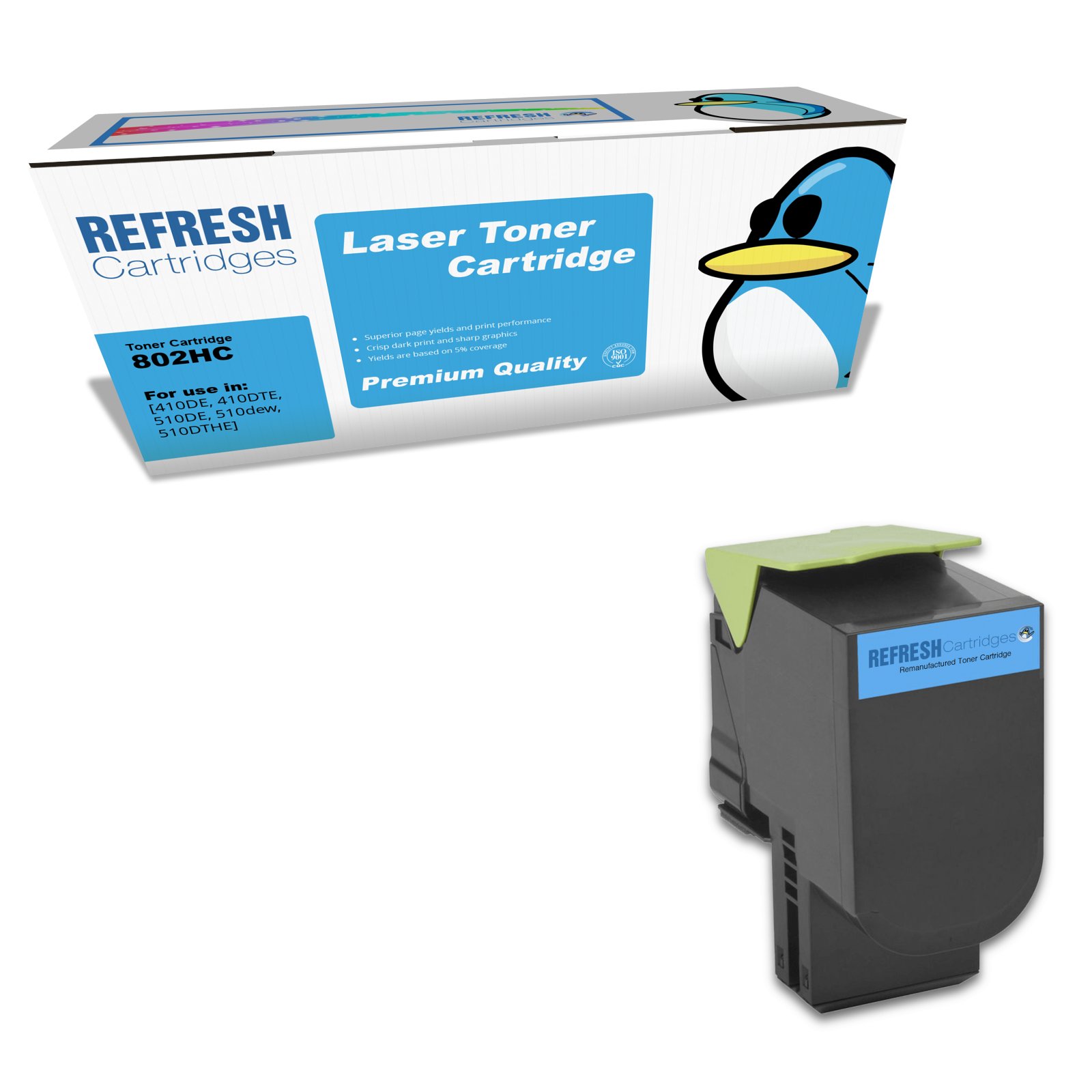 Remanufactured 802HC (80C2HC0) High Capacity Cyan Toner Cartridge Replacement for Lexmark Printers