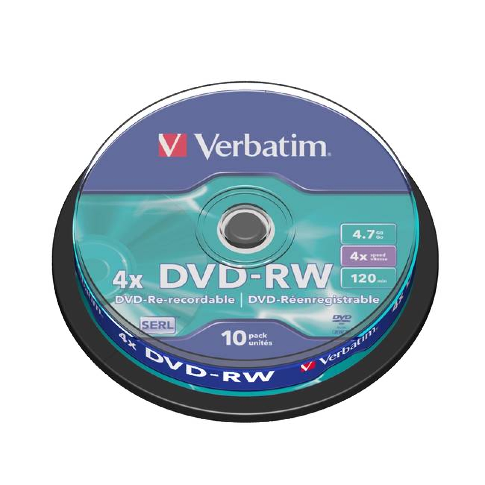 Verbatim 4x DVD-RW - Spindle Tub of 10 Discs