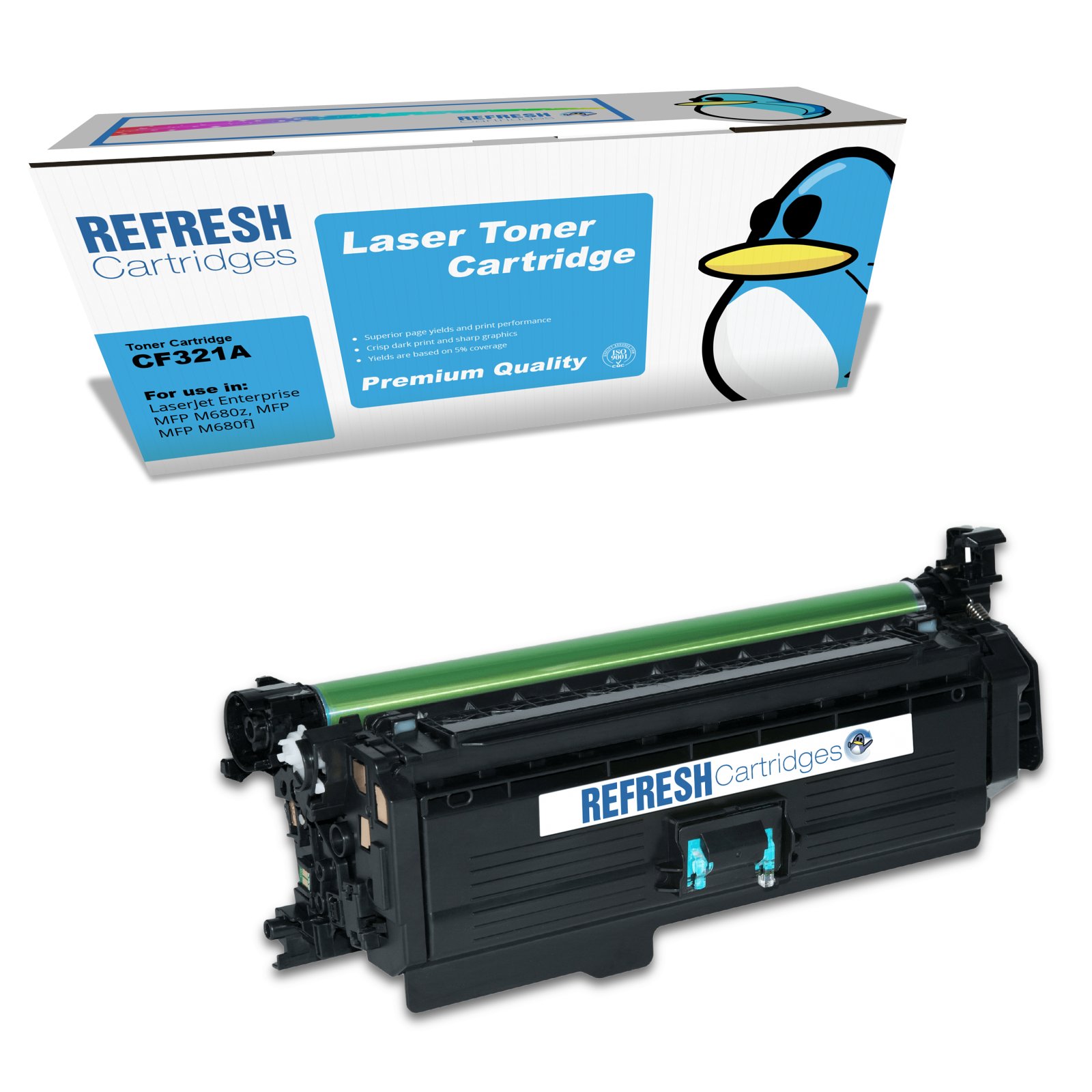 Remanufactured 653A (CF321A) Cyan Toner Cartridge Replacement for HP Printers