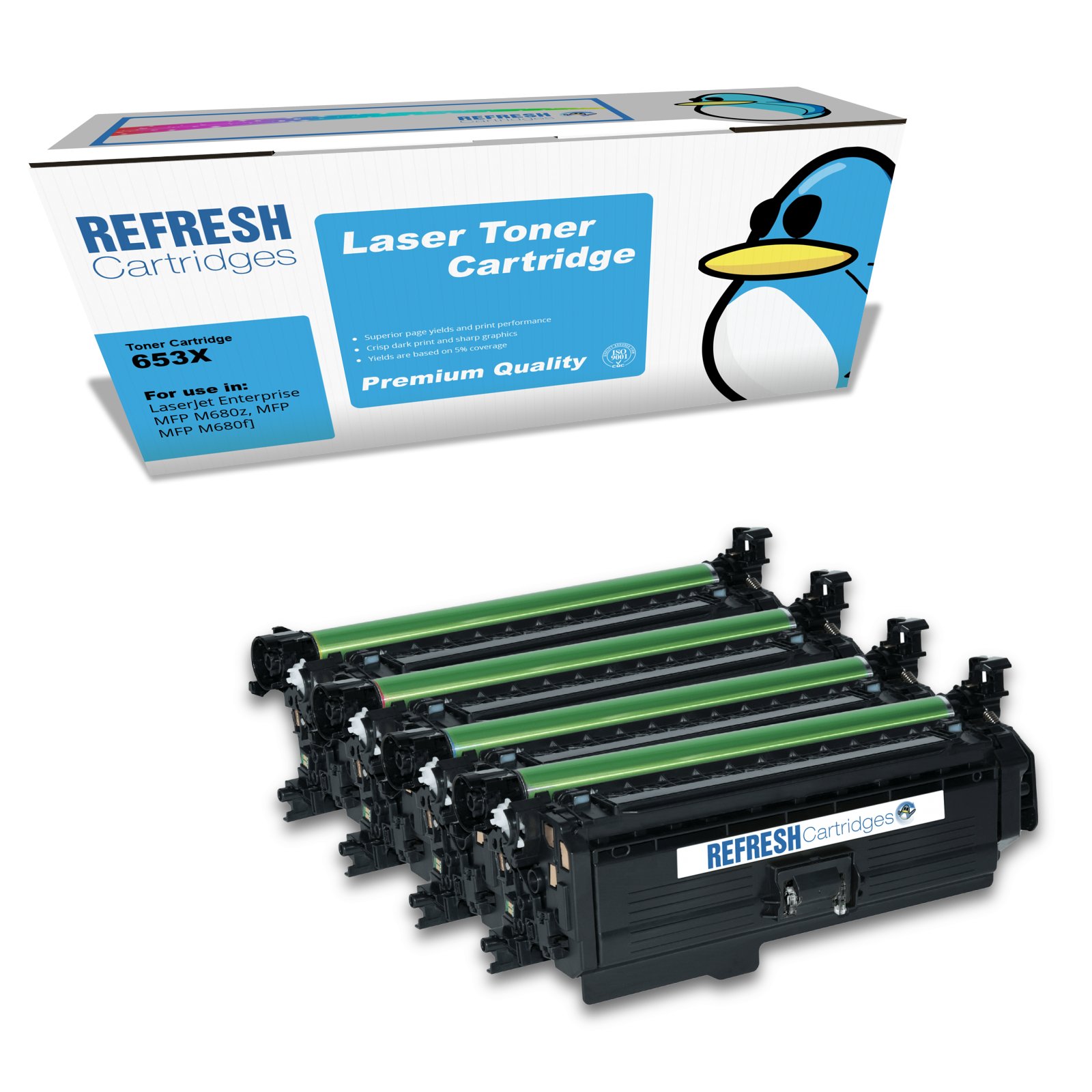 Remanufactured Everyday Valuepack of 653X/653A (CF320X/CF321A/CF323A/CF322A) Replacement Toner Cartridges for HP Printers