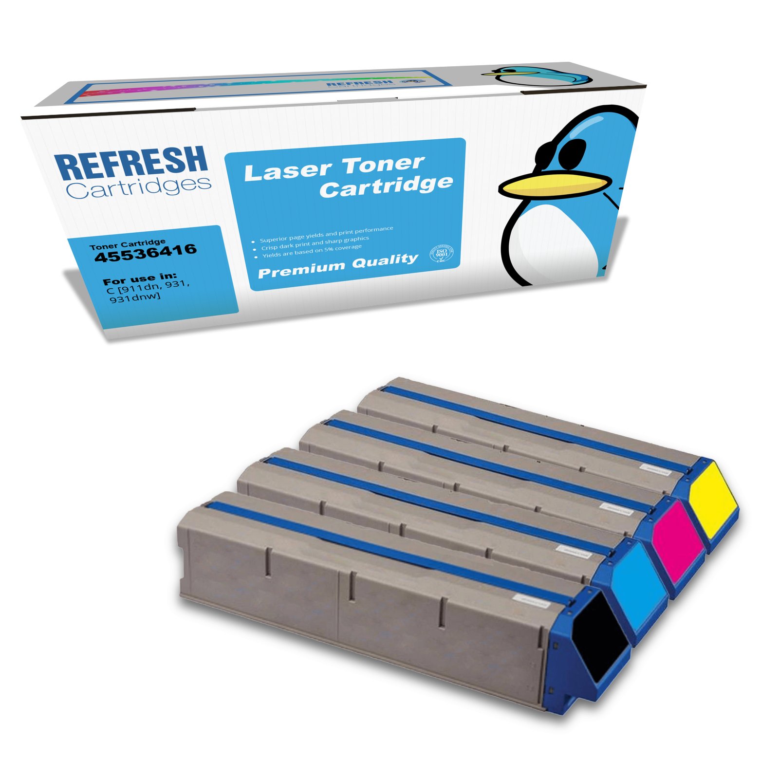 Remanufactured Everyday Valuepack of 45536416/5/4/3 Replacement Toner Cartridges for Oki Printers