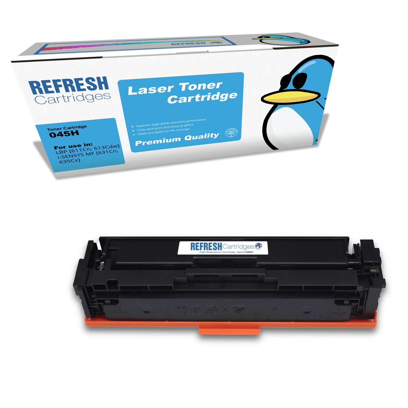 Remanufactured 045H (1245C002) High Capacity Cyan Toner Cartridge Replacement for Canon Printers