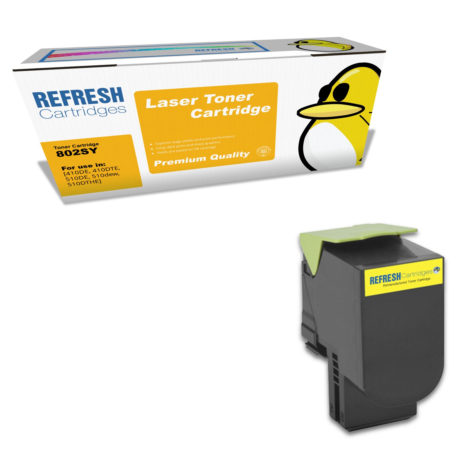 Remanufactured 802SY (80C2SY0) Yellow Toner Cartridge Replacement for Lexmark Printers