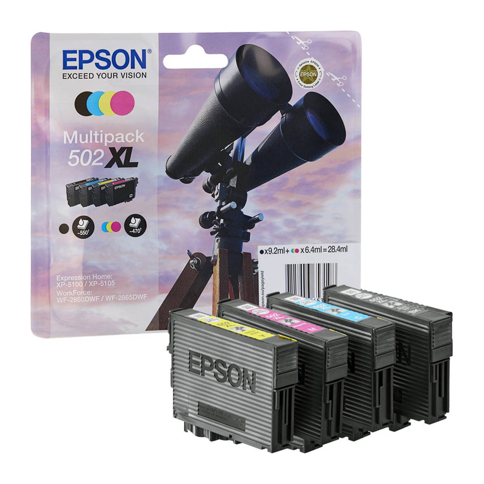 Original Epson 502XL High Capacity Ink Cartridge Multipack (C13T02W64010)