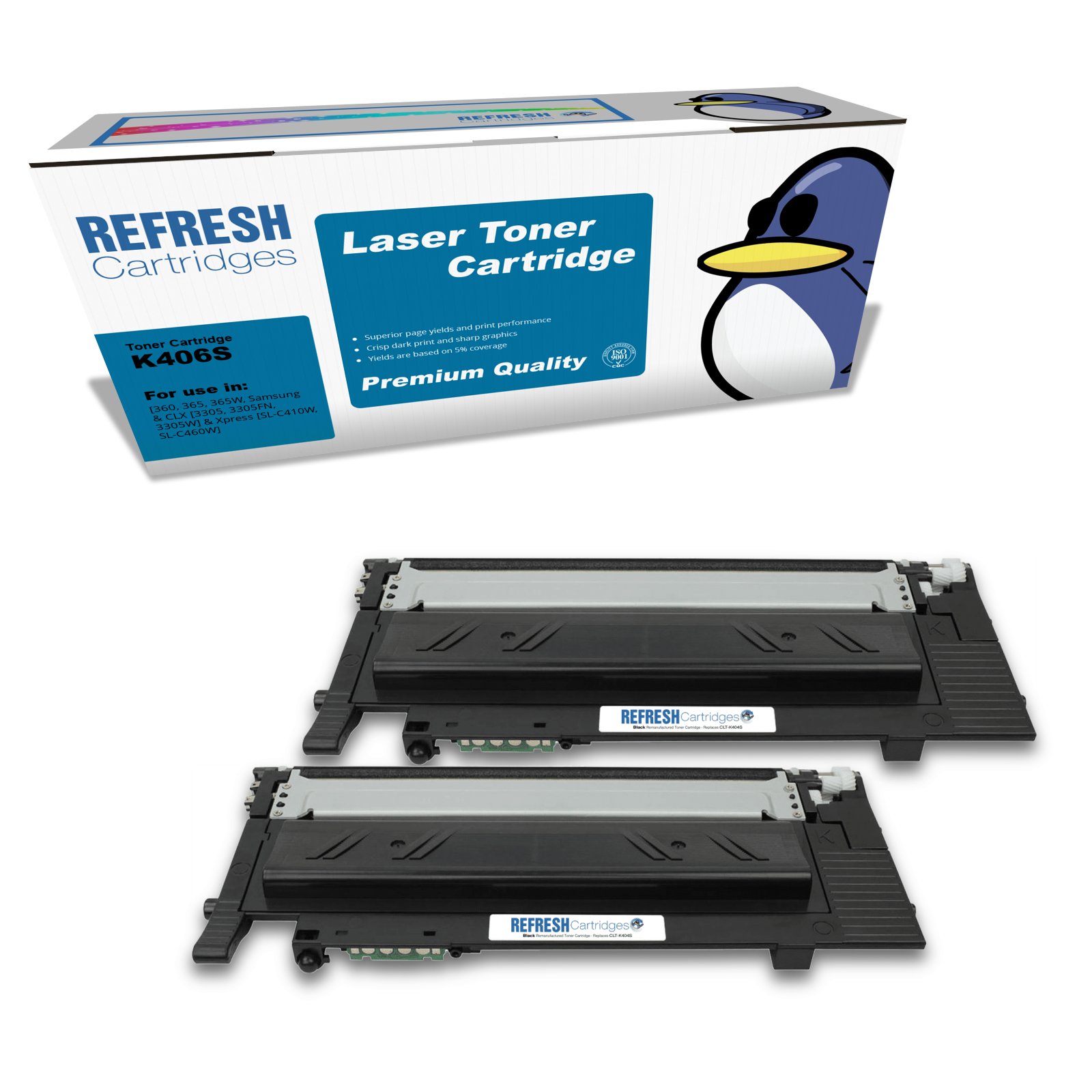 Remanufactured K406S (CLT-P406B/ELS) Black Replacement Toner Cartridges Twin Pack for Samsung Printers