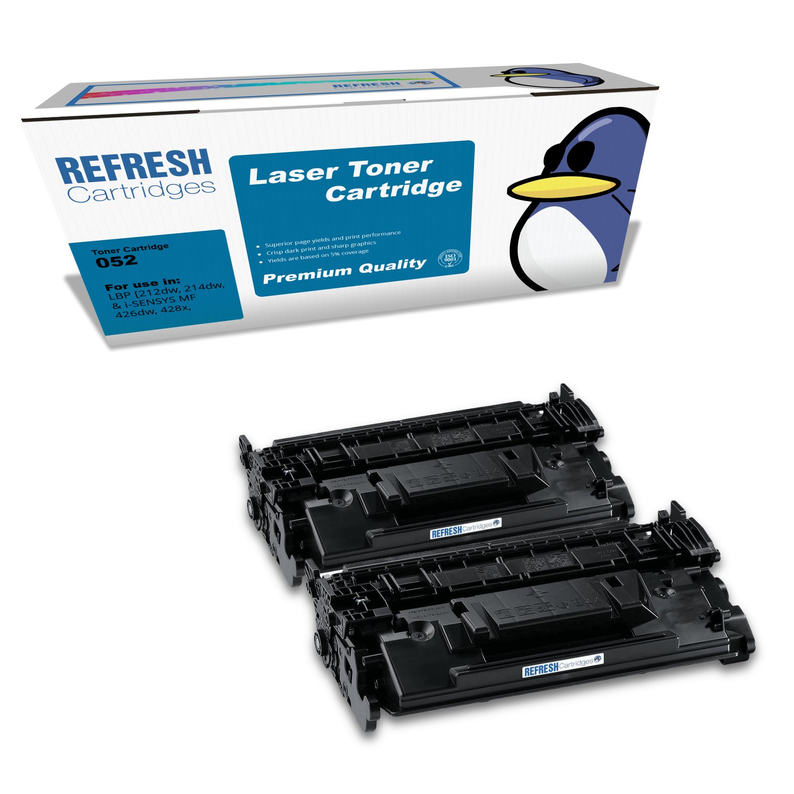 Remanufactured 052H (2200C002-X2) High Capacity Black Replacement Toner Cartridges Twin Pack for Canon Printers