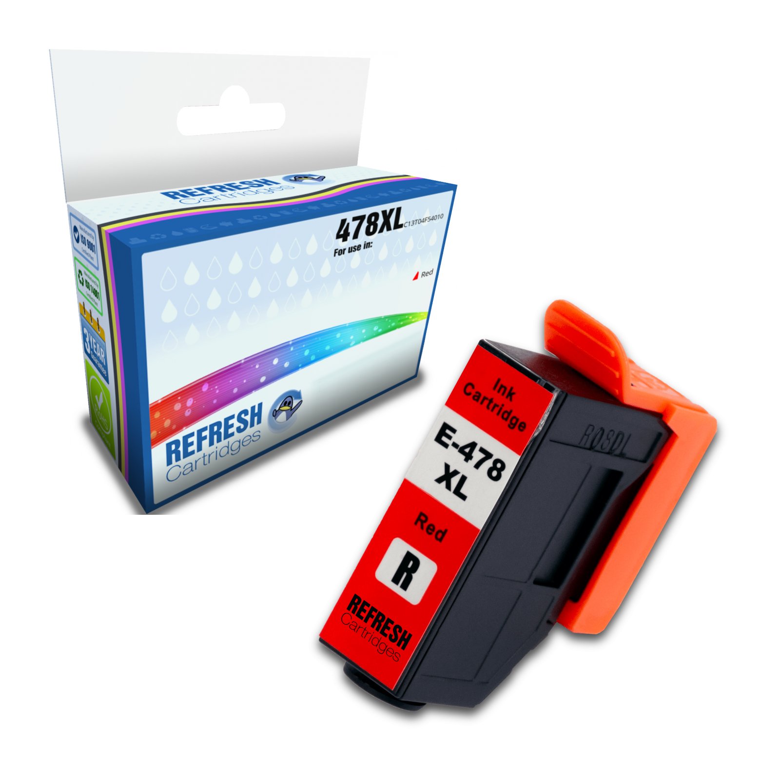 Remanufactured 478XL (C13T04F54010) High Capacity Red Ink Cartridge Replacement for Epson Printers