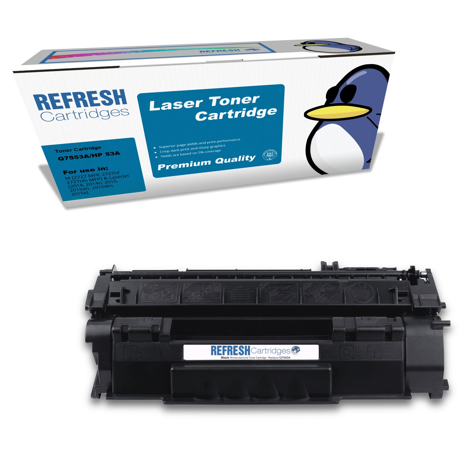 Remanufactured 53A (Q7553A) Black Toner Cartridge Replacement for HP Printers