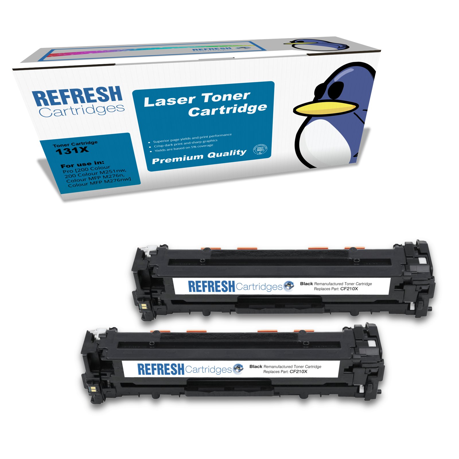 Remanufactured 131X (CF210XD) High Capacity Black Toner Cartridge Twin Pack Replacement for HP Printers
