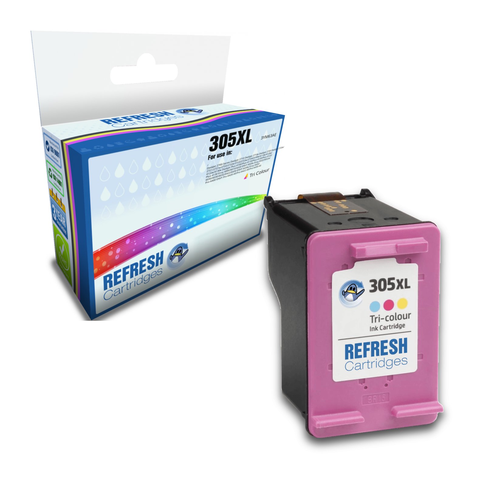 Remanufactured 305XXL (3YM63AE) High Capacity Tri-Colour Ink Cartridge Replacement for HP Printers