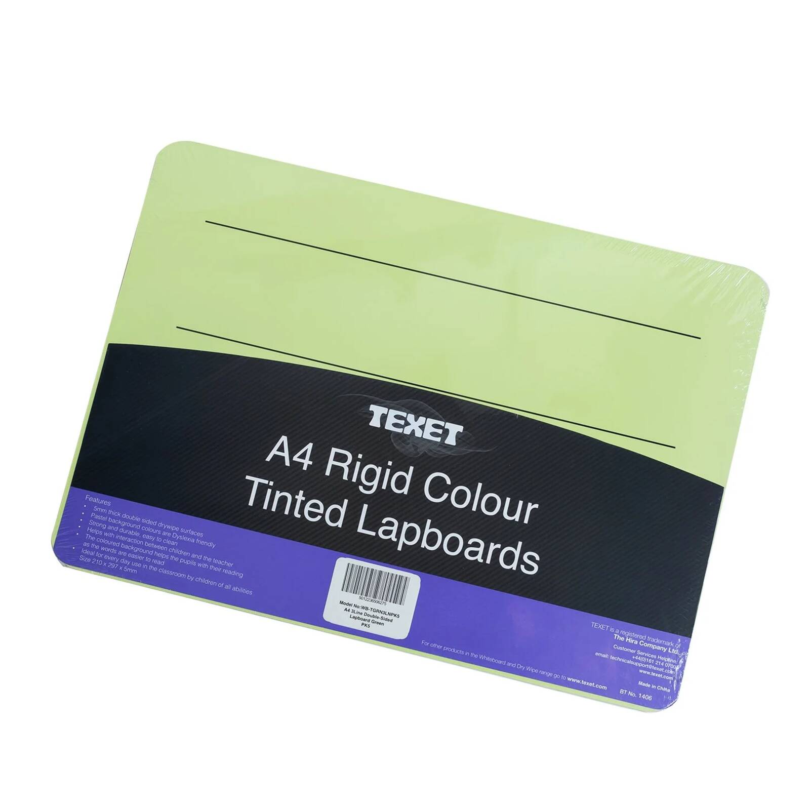 Texet A4 Rigid 3 Line Double-Sided Lapboard Green Pack of 5