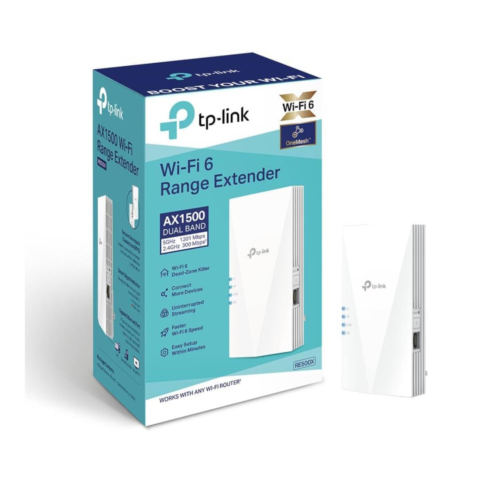 TP-LINK AX1500 (RE500X) Wi-Fi 6 Dual Band Wall-Plug Range Extender