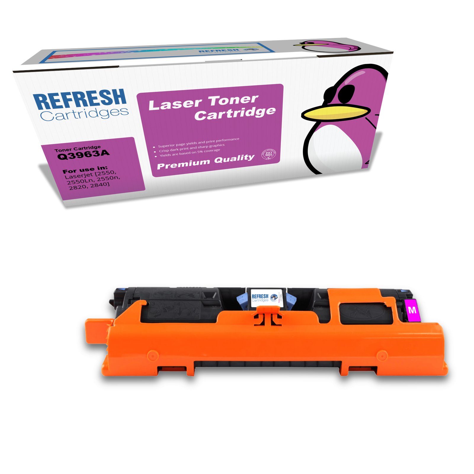 Remanufactured 122A (Q3963A) Magenta Toner Cartridge Replacement for HP Printers