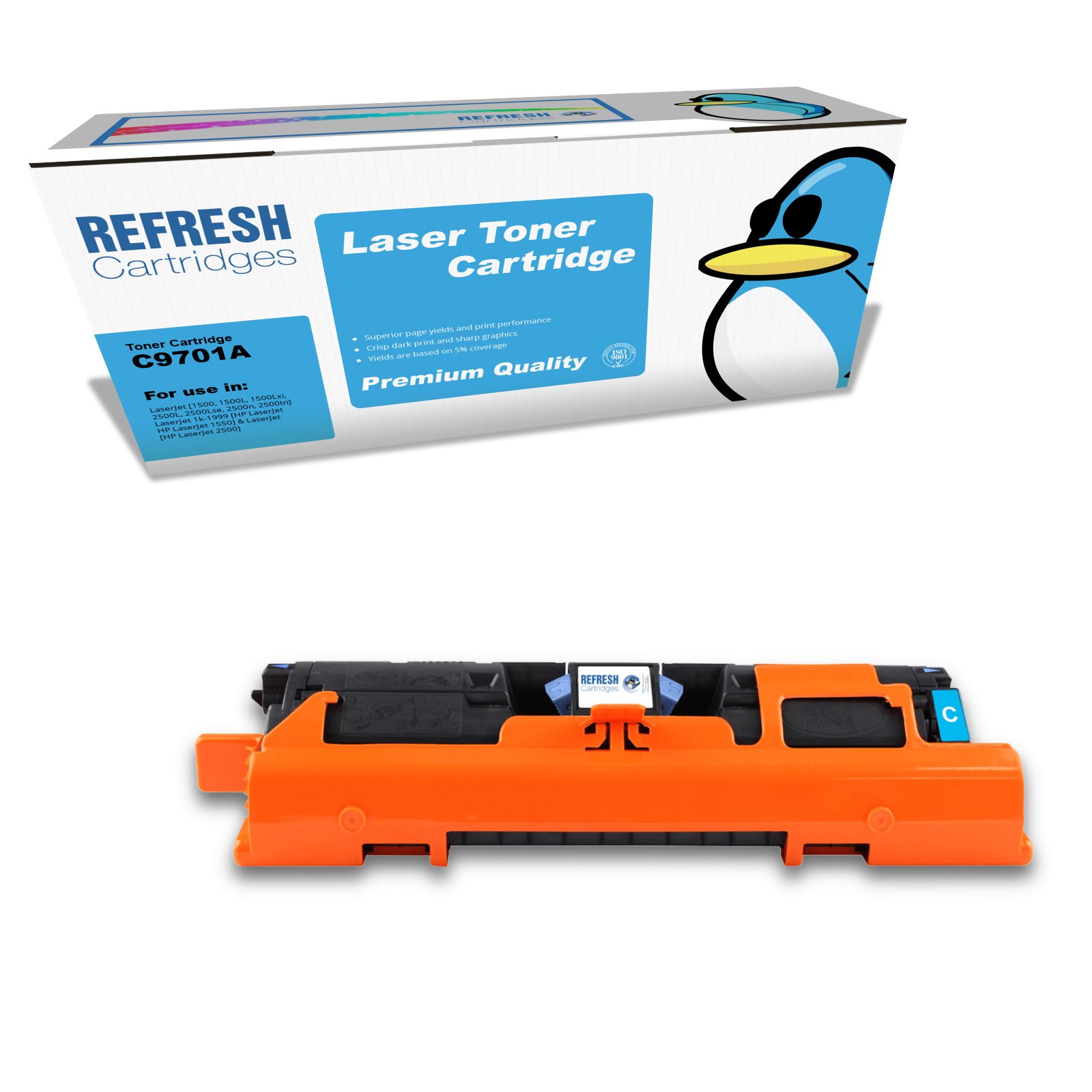 Remanufactured 121A (C9701A) Cyan Toner Cartridge Replacement for HP Printers