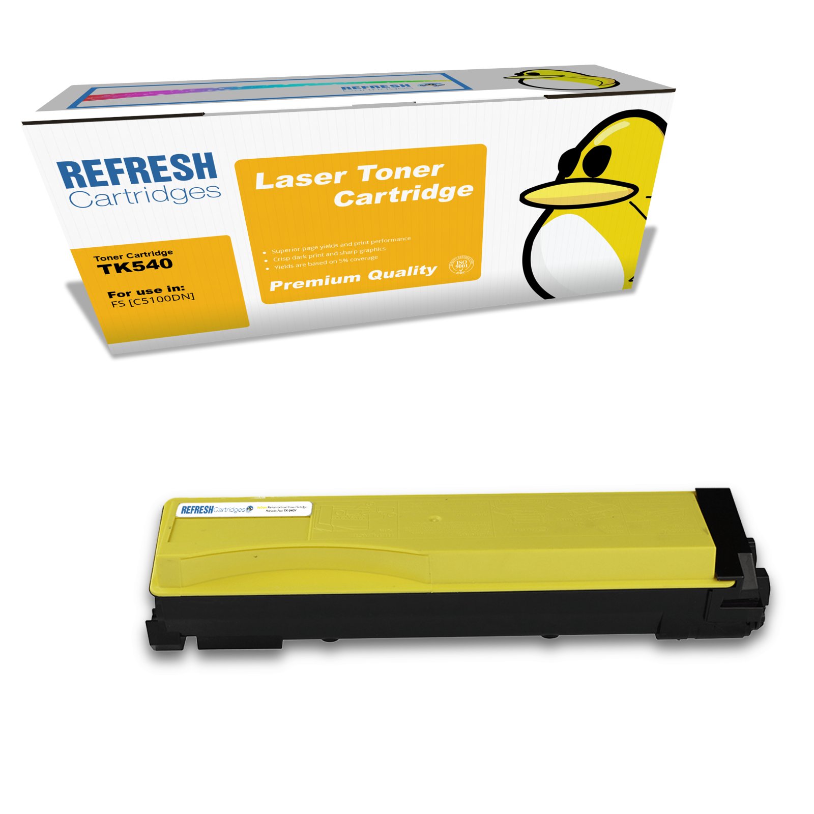 Remanufactured TK540Y (1T02HLAEU0) Yellow Toner Cartridge Replacement for Kyocera Printers