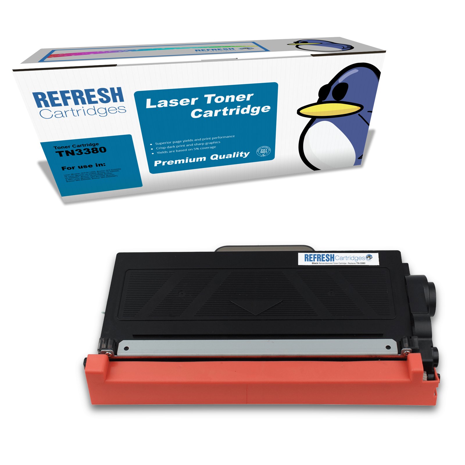 Remanufactured TN3380 High Capacity Black Toner Cartridge Replacement for Brother Printers