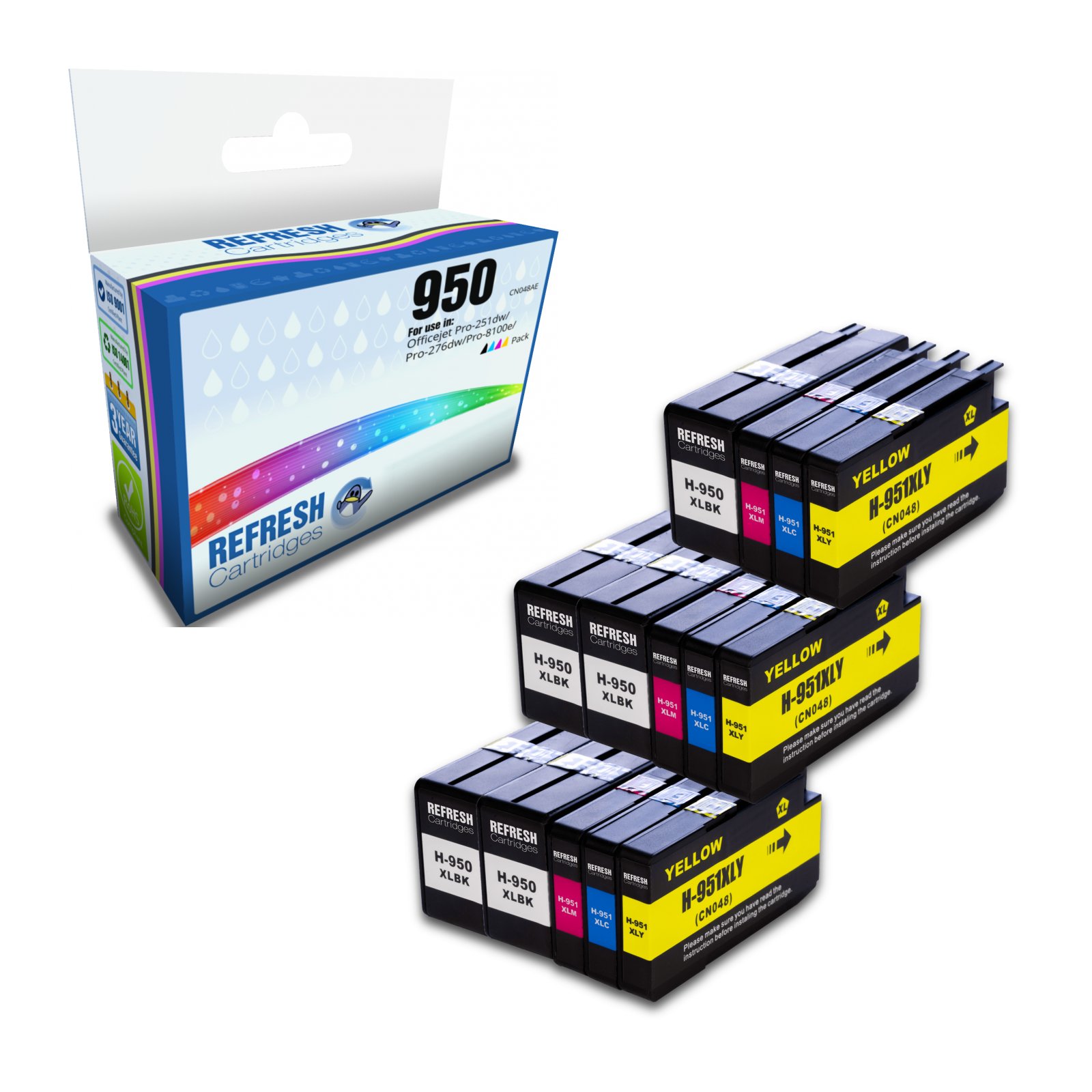 Remanufactured Super Saver Valuepack of 950XL & 951XL (CN045AE/CN046AE/CN047AE/CN048AE) 14x High Capacity Replacement Ink Cartridges for HP Printers