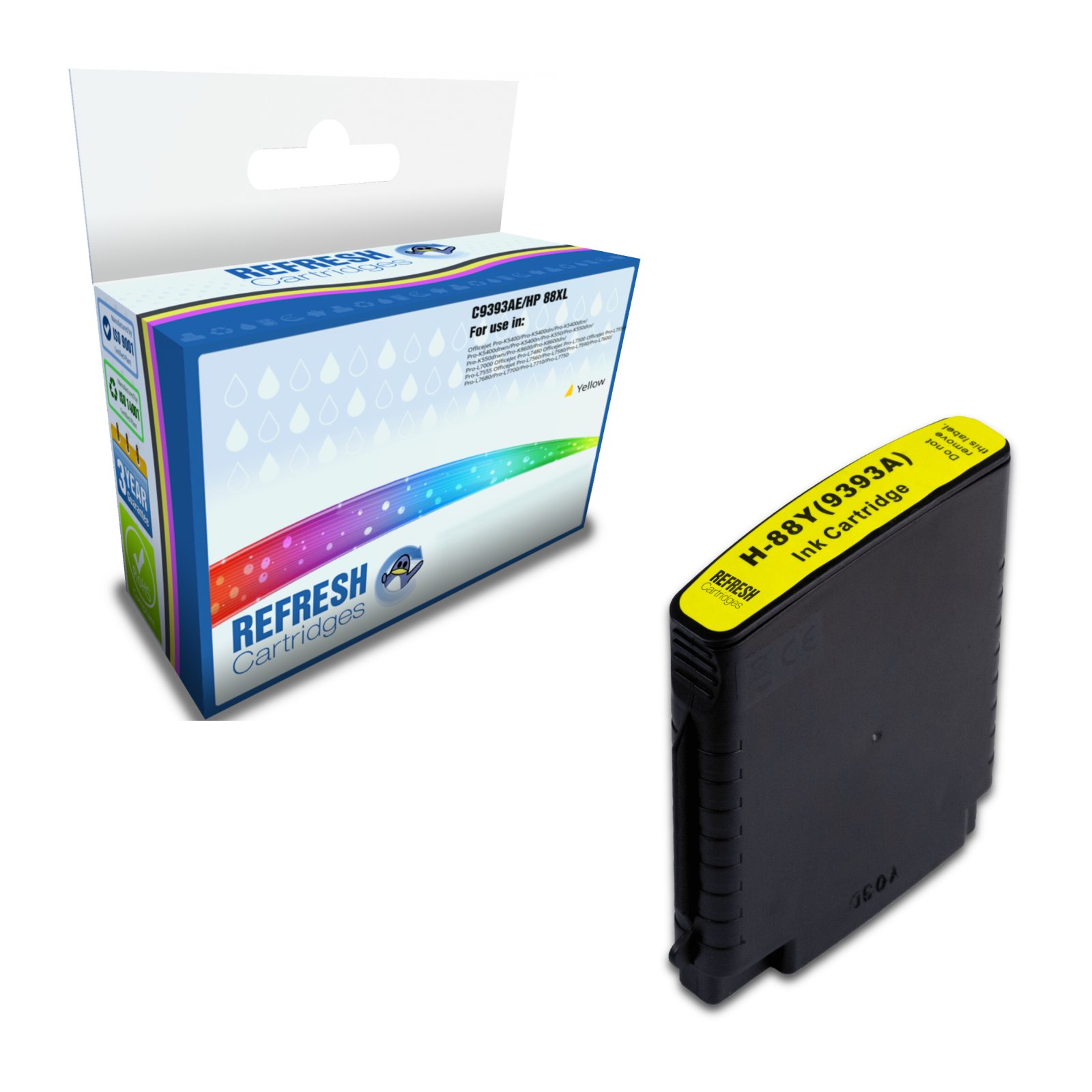 Remanufactured 88XL (C9393AE) Yellow Ink Cartridge Replacement for HP Printers