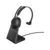 Jabra Evolve2 65 MS Mono Wireless Headset with USB-A Charging Stand (26599-899-9