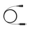 Jabra Link 230 Quick Disconnect USB Adapter Audio Cable Black