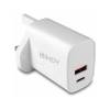 Lindy 20W Dual Port Wall Charger USB C & A Ports White (73416)