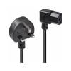 Lindy UK 3 Pin Plug to Right Angled IEC C13 Mains Power Cable 1m Black (30446)